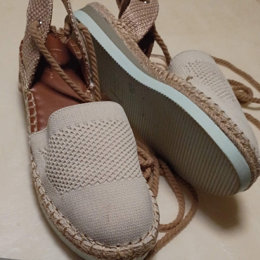 Crown Vintage Beige Espadrille Lace-Up Sandals Womans Size 8M - Picture 5 of 9
